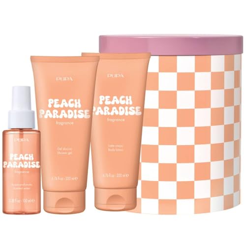 Pupa Happy Box Peach Paradise Caja de Regalo Gel de Ducha 200 ml Leche corporal 200 ml Agua aromática 100 ml