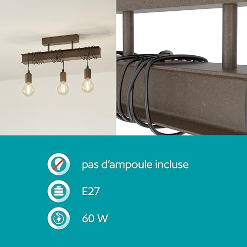 Plafonnier industriel Townshend 4 orientable à 3 douilles E27 en métal brun - 5