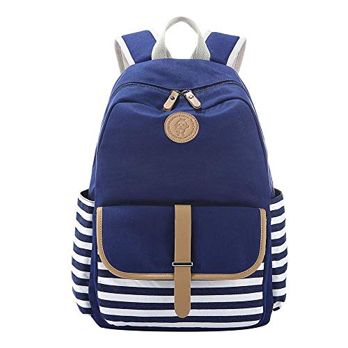 HJT  Mochila de rayas náutica de lona 15.6   para laptop Sailor marino Bolsas de escuela