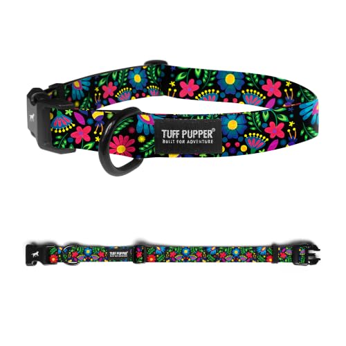 Image of Tuff Pupper Premium Adjustable Dog Collar, Stylish Pattern Collars Designed in USA, Quick Release Buckle, Flora Fiesta XL (1.25 Inch Wide x 20-30 Inch Neck)
