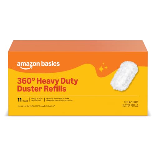 Image of Amazon Basics 360 Heavy Duty Duster Refills, Picks up and Traps 2X More Allergens, 11 Count, Pack of 1