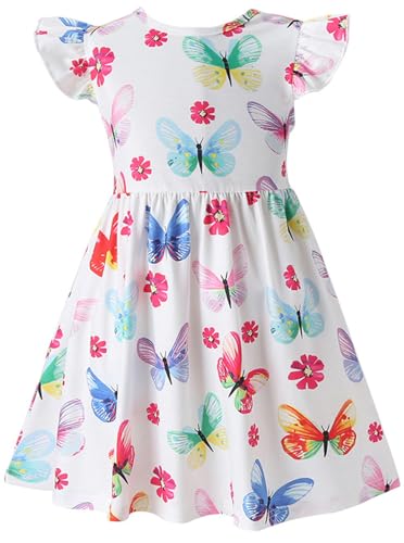 Girls Dress Kid Floral Ruffle Sleeve Unicorn Sundress Summer Toddler Girl Clothes Size 2-7 Years
