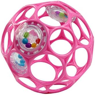 Bright Starts Oball Easy-Grasp Baby Rattle Ball, Pink, Ages Newbo...