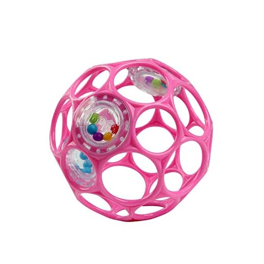 Bright Starts Oball Rattle Easy-Grasp Toy - Pink, Ages Newborn - 1 Count (Pack of 1)