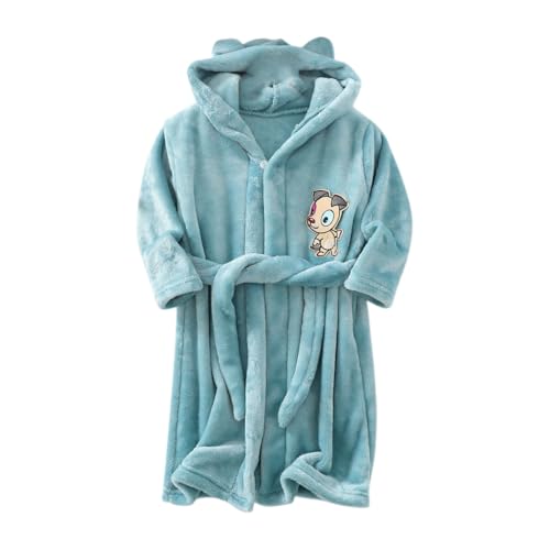 Bata mullida con capucha y cinturón, suave para invierno, cálida, de forro polar, para descansar, para niños y niñas, hasta la rodilla, bata de baño, verde, 9-10 años