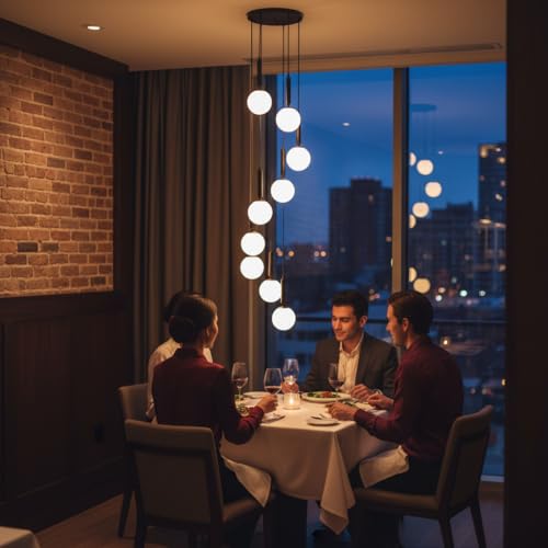 Image of Avior Long Height Chandelier for Staircase, Double Height Jhoomar Hanging Light for Hall Ceiling, Lamp for Living Room, Restaurant (9 Lights Round Cluster Jhoomer|Jhumer, 7.5 Feet Spiral Shape)