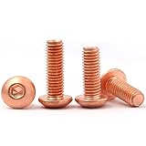 HSCRSTAR M3 M4 M5 M6 M8 T2 Red Copper Hexagon Socket Cup Screw Cylindrical Head Hexagon Socket Screw with High Conductivity Hexagonal Machine Screw (12mm, M3 10pcs)