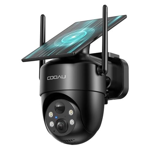 COOAU Solar Security Cameras Wireless Outdoor – Low-Light Rechargeable​​, Easy
