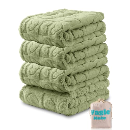 Image of 4 Pcs Baby Blankets for Boys Soft Toddler Small Blanket for Daycare, Fleece Kid Mini Blanket for Crib Baby Shower, 30 X 40, Green