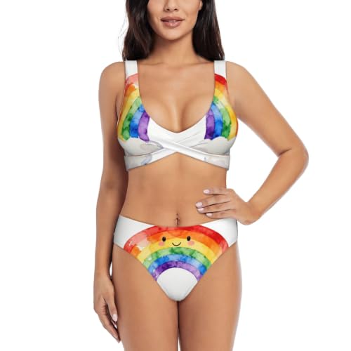 Maillot de bain deux pièces bikini croisé push-up triangle réglable