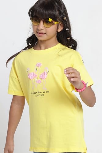 Image of Under Fourteen Only Girls Cotton Tops Collection - Round Neck, Crop Top, Full & Half Sleeve, Drop Shoulder, Ruffle Sleeve, Graphic Printed, Embroidered & Slub Knit Styles