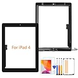 A-MIND for iPad 4 A1458 A1459 A1460 Touch Digitizer Screen Replacement （ LCD not Include ，No Instructions） with Tool Kits+Screen Protector, for ipad 4 Front Glass Panel Replacement (Black)