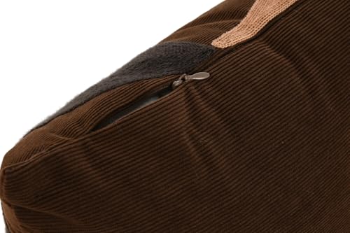 Coussin en polyester 50x30 brodé marron pour coin lecture cosy
