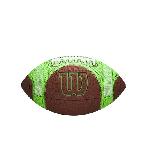 WILSON GST SpeedSkin Hylite Football - Brown/Green, Junior Size