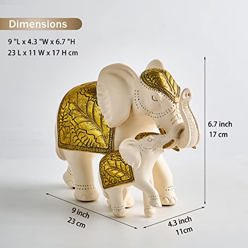 Fjs Elephant Statue, Elephant Home Decor Brings Good Luck, Health, Strength, Mom Gifts, Elephant Gifts For Women, Decorations For Living Room Table Centerpiece Shelf Decor (Elephant Mother And Child) #TOP1