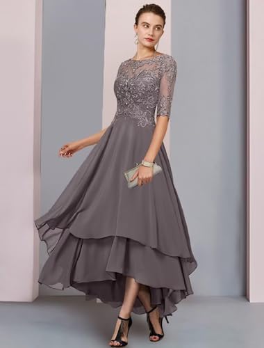 Half Sleeve Mother of The Bride Dresses for Wedding Lace Appliques Chiffon Mother of The Groom Dress with Pockets2
