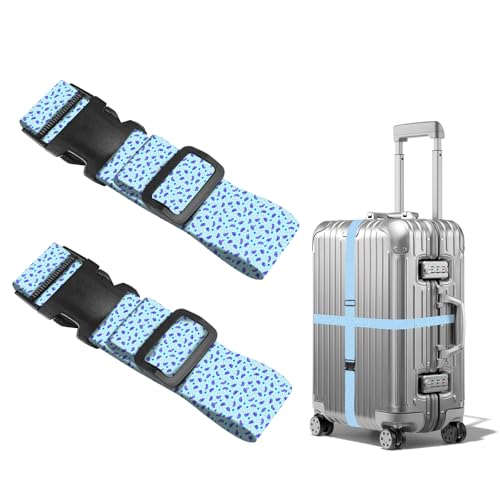 Image of Nuxovilar Luggage Straps Set for Suitcase 1.96x90.5in Polyester | Cargo Strap Travel Belt Security Buckle Band Nature Trip Hiking Leisure Travel (Blue Purple Mushroom)