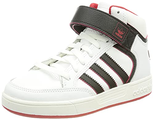adidas Varial Mid J, Chaussures de Skateboard Garçon Mixte Enfant, Blanc/Noir/Rouge (Ftwbla Negbas Escarl), 34 EU