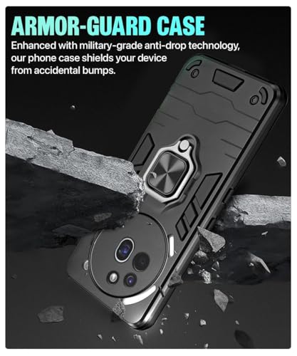 Image of AIBEX Armor Back Cover Compatible for Nothing Phone 3(a) Pro 5G| Rugged Shockproof Case with Ring Holder & Kickstand | Military-Grade Protection | Magnetic Car Mount Compatible