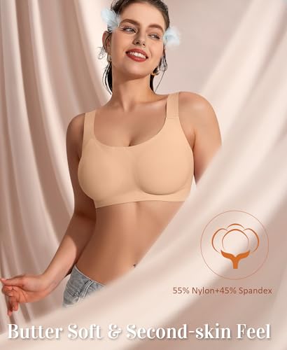 Image of Wireless Jelly Seamless Bras for Women No Underwire Tshirt Full Coverage Padded Bra Comfortable Everyday Bralettes