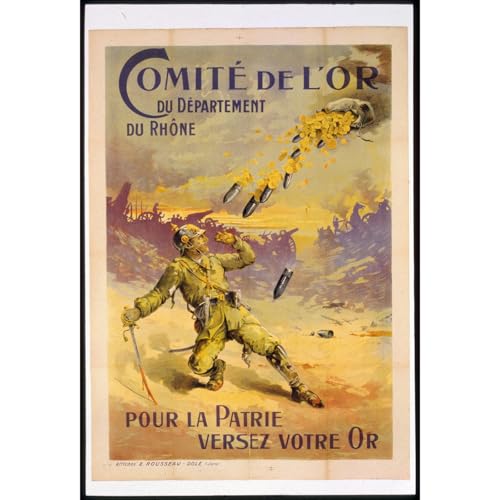 Toile Vintage Or et bombes 127x101 cm reproduction tableau déco salon