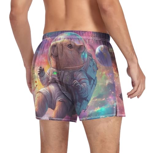 Capybara Galaxy Colorful Men's Cotton Boxer Shorts Pajama Bottoms Underwear Sleep Shorts with Button Fly4