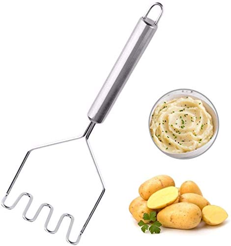 Potato Masher Stainless Steel Perfect for Mashing Soft Foods Durable Rust-Proof Ergonomic Handle Dishwasher Safe Easy to Use and Clean