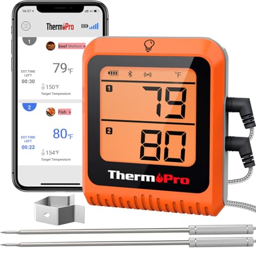 Image of LABART ThermoPro 650 ft Wireless Meat Thermometer for Smoker Grill, Meat Thermometer Digital Wireless with 2 Probes, Bluetooth Rechargeable, Smoker thermometer for Cooking Turkey Fish Beef