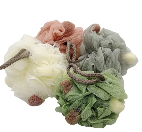 KIRA Bath-Sponge Shower Puff Extra-Large Mesh Pouf (Luffa Loofa Puff Scrubber - Big Full Lather Cleanse, Exfoliate with Bathing Accessories (Pack of 4)-image-40
