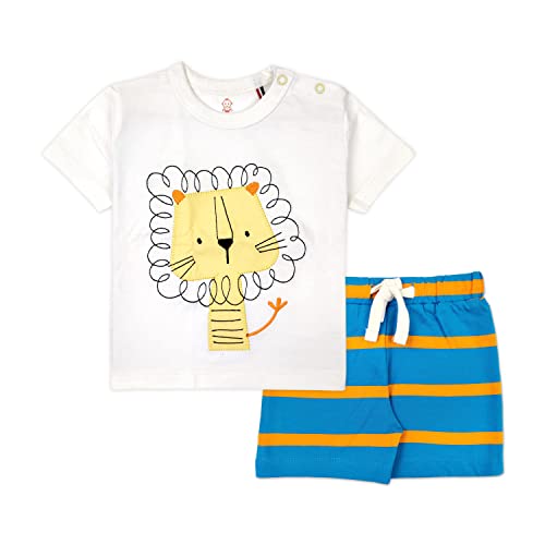Image of ARIEL Baby Boys & Baby girls Cotton Printed Round Neck Half Sleeve T-shirt & Short Summer Clothing Sets