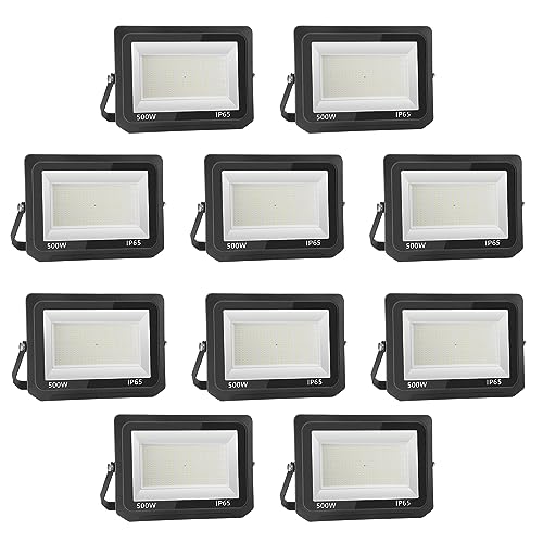 loyal Foco LED de 500 W para exteriores, superbrillante, 6000 K, blanco frío, 50.000 lm, IP65, resistente al agua, orientable con soporte para jardín, garaje
