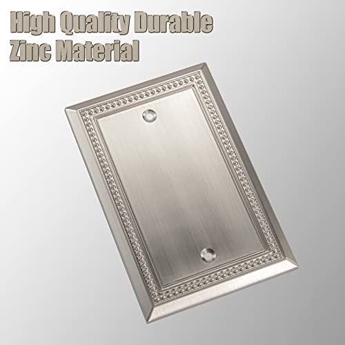 Image of Henne Bery Sunken Pearls Heavy Duty Decorative Wall Plate Switch Plate Outlet Cover (Single Blank, 2 Pack, Satin Nickel)
