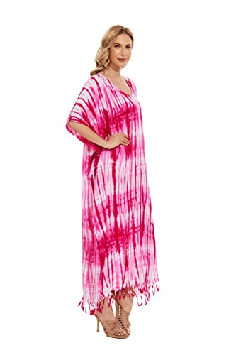 Image of Beautybatik Women Hippie Tie Dye Caftan Kaftan Loungewear Maxi Plus Size Long Dress XL to 4X