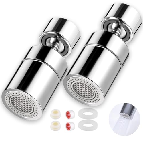 2 Pcs accessoire robinet, rallonge de robinet, fixation de robinet de cuisine, fixation de robinet, fixation de robinet à 360 degrés, adaptée aux cuisines, salles de bains et raccords de toilettes