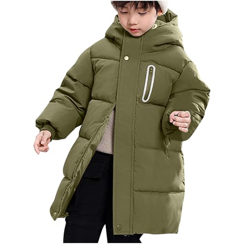 Boys Girls Long Puffer Jacket Down Hooded Winter Coats Kids Padded Warm Windbreaker Overcoat with Hood 4-14 Years