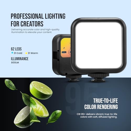 Image of HIFFIN LT-003 Selfie Light with 3000-9000K Adjustable CCT | 3 Light Modes (White /Warm /Natural) | 7W Power, 2000mAh in-Built Battery, USB-C Charging, Portable Size for Phones, Vlogging & Video Making