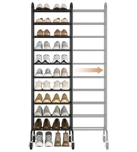 Opiniones de Zapateras de madera para closet comprados en linea. 48 Storage MANIAC - Zapatero expandible, 44 pares de zapatero pequeño apilable, organizador de zapatos de metal ajustable para clóset, entrada, pasillo, cochera, puerta delantera,...