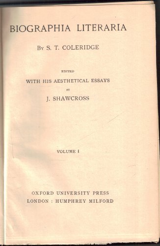 Biographia Literaria, Volume 1. B004B40QVO Book Cover