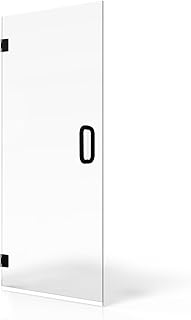 Fab Glass and Mirror Frameless Shower Door - 3/8" SGCC Tempered Safety Glass with SmartGuard Coating - Single Hinged Design - 28" x 72" Matte Black Finish