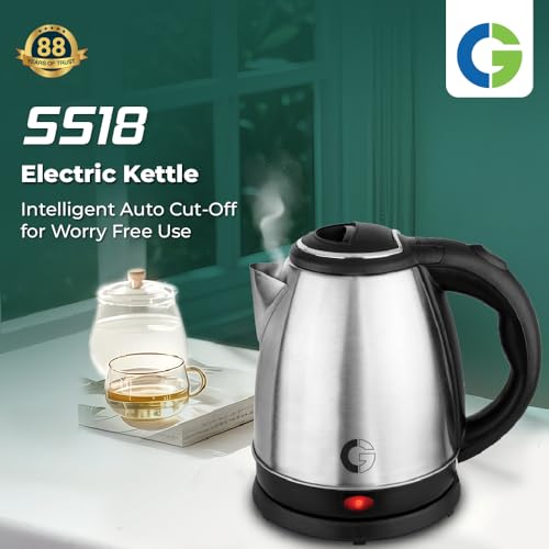 Image of CG - EKSS18 SS 1.8 Ltr Electric Kettle 1350W with Dry Boil Protection, Auto Cut Off, Cool Touch Ergonomic Handle, Double Wall Insulation, 2 Yr Replacement Manufacturer Warranty - Black