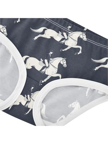 ZZKKO Equestrian Sports and Vintage Blue Girls Underwear Toddler Panties for Girls Comfort Brief Size 2-8T4