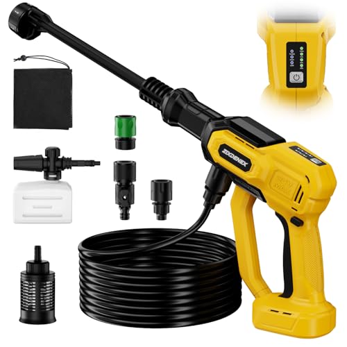 Cordless Portable Washer for Dewalt 20V Battery 1000 PSI Portable Handheld Washer with Brushless Motor 6-in-1 Nozzle 3 Level Adjustable for Car Yard Fence Wall Clean (Battery Not Included)