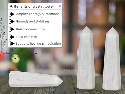 Image of Amazing Gemstone Scolecite Crystal Towers - Natural Healing Crystal Point Obelisk for Reiki Healing and Crystal Grid (2 inch to 3 inch INCH)