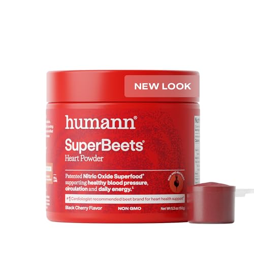 Humann SuperBeets Beet Root Powder - Non-GMO Beetroot Superfood - Nitric Oxide Supplement for Heart Health, Circulation & Blood Pressure Support - Black Cherry, 30 Servings