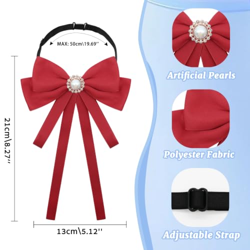 Image of LJBFNN Bow Ties for Women, Adjustable Pre Tied Bow Tie Solid Color Ribbon Bowtie for Girls Ladies Party Daily Cosplay School