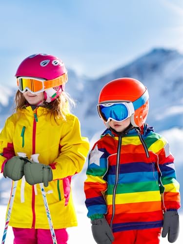 Image of SATINIOR Kids Snow Mittens Waterproof Winter Ski Gloves Warm Thicken Snow Gloves for Girls Boys