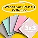 Post-it 100% Recycled Paper Super Sticky Notes, 3 in. x 3 in., 5 Pads, 70 Sheets per Pad, Wanderlust Pastels, School Supplies and Office Products