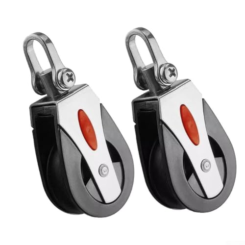 Honseadek Polea de nailon resistente, rueda única, capacidad máxima de línea de 12 mm, con rejilla giratoria giratoria y sistema de rodamiento capaz para un Ma suave (2 unidades)