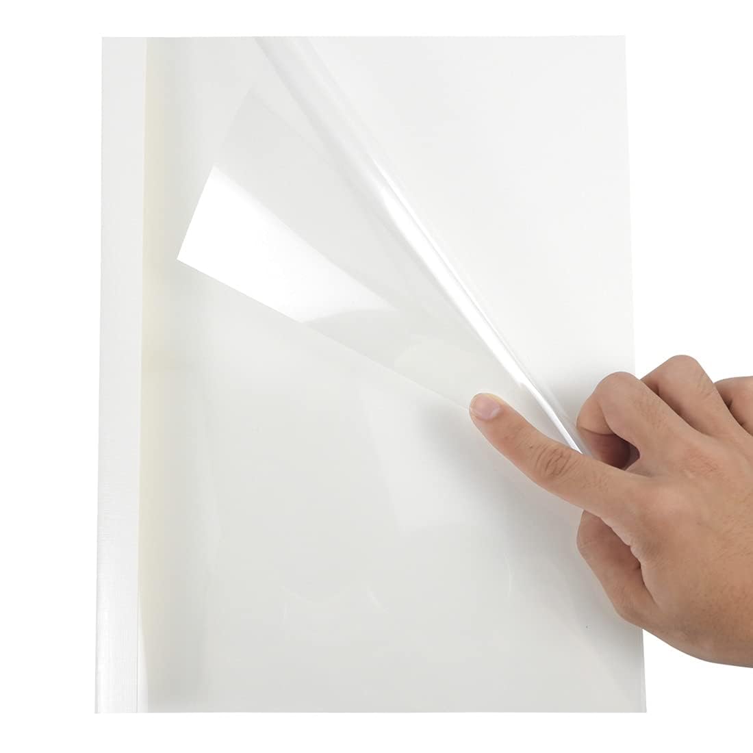 RAYSON Cubiertas térmicas A4, multitamaño: 2 mm, 3 mm, 4 mm, 6 mm, 12 mm, transparente/blanco, pack de 25