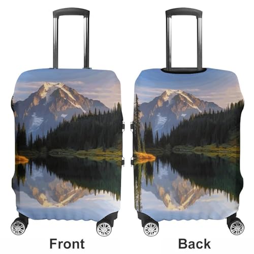 Mountain And Lake Pictures Luggage Cover, Washable Elastic Suitcase Cover Protector Fit 18-32 Inch Luggage3